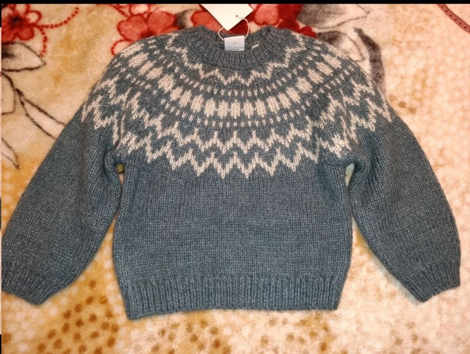 Jersey punto Zara Kids 116/6 años gris y rosado